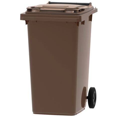 ESE France Conteneur Poubelle à déchets 2 roues - 240L - Robuste et Économique - 100% Recyclé - Marron - Fabriqué en France