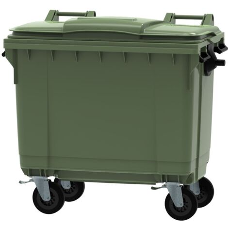 ESE France Conteneur Poubelle à déchets 4 roues - 660L - Robuste et Professionnel - 100% Recyclé - Vert - Fabriqué en France