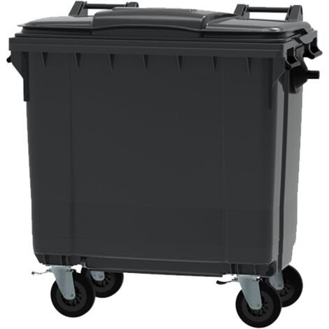 Conteneur poubelle à déchets 770L – 4 roues Ø 200 mm avec frein – PEHD recyclé – Couvercle plat pour vidange facile – Fabriqué en France – ESE