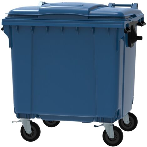 ESE France Conteneur Poubelle à déchets 4 roues - 1100L - Robuste et Professionnel - 100% Recyclé - Bleu