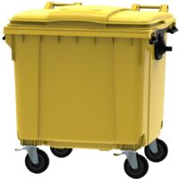 ESE France Conteneur Poubelle à déchets 4 roues - 1100L - Robuste et Professionnel - 100% Recyclé - Jaune