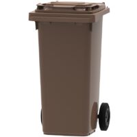 ESE France Conteneur Poubelle à déchets 2 roues - 120L - Robuste et Économique - 100% Recyclé - Marron Fabriqué en France