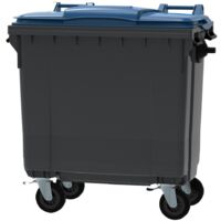 ESE France Conteneur Poubelle à déchets 4 roues - 770L - Robuste et Professionnel - 100% Recyclé - Gris avec Couvercle Bleu - Fabriqué en France