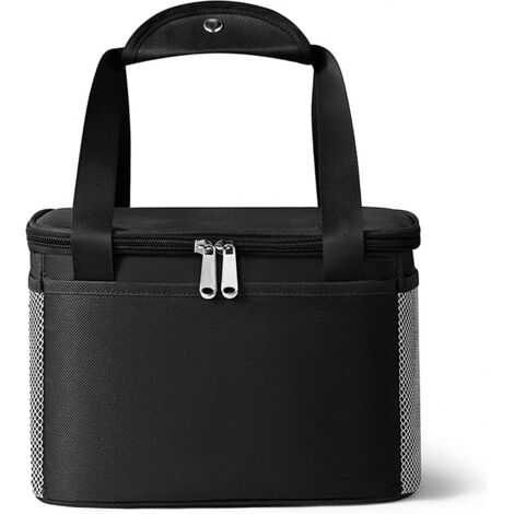 Sac à Déjeuner Isolé 6L Anti-Fuite - Sac Pique-nique Noir Pour Bureau Et École
