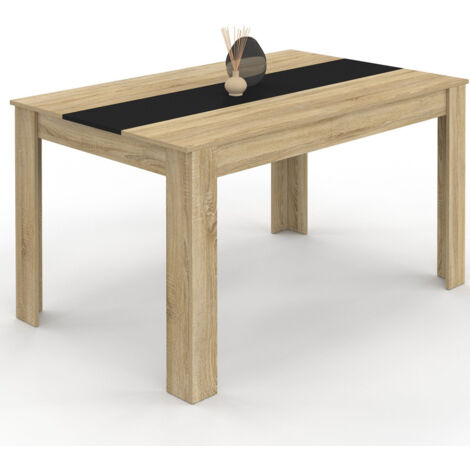 Rechteckiger Esstisch GEORGIA 6 Personen Buchenholznachbildung und schwarz 140 x 80 cm
