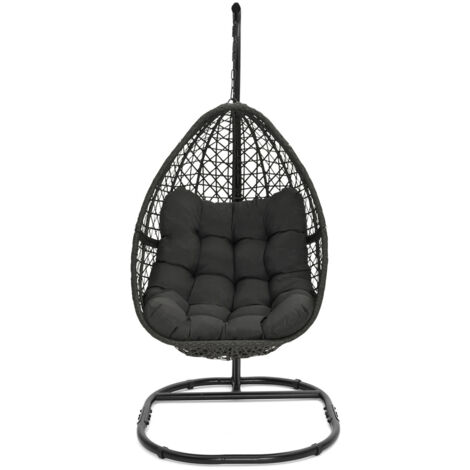 Hängesessel Mond durchbrochene Rattan-Effekt mit grauem Kissen