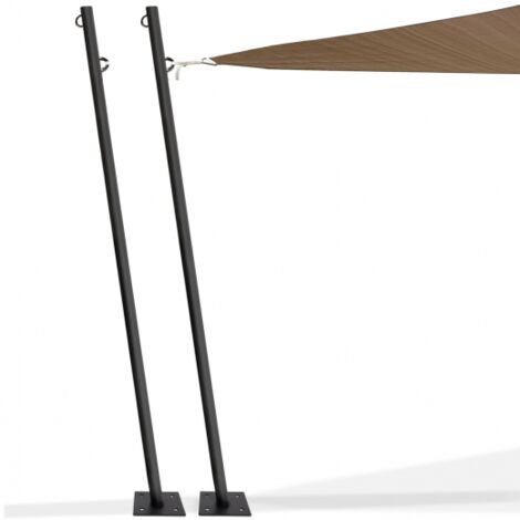Set aus 2 Befestigungsmasten für Sonnensegel H.220 CM Pfosten und Basen aus Stahl