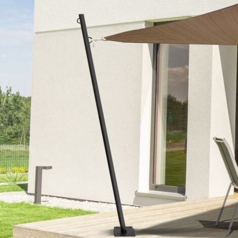 Set aus 2 Befestigungsmasten für Sonnensegel H.220 CM Pfosten und Basen aus Stahl