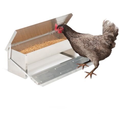 XL-Futtertrog für Hühner Automatischer Futterspender mit Pedal aus Stahl 5 KG