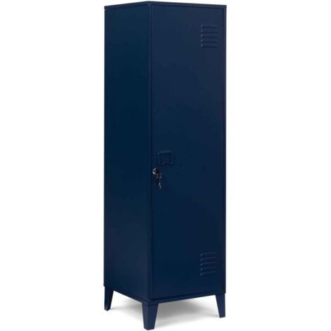 ESTER Garderobenschrank mit dunkelblauer Metalltür im Industriedesign