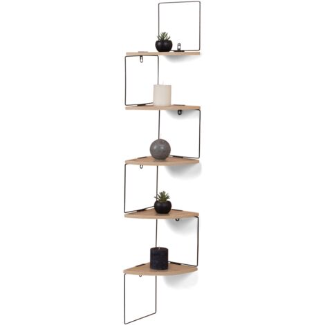 ISA Eck-Wandregal 5 Ebenen Holz und Metall Industriedesign