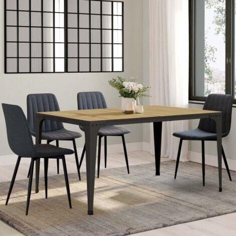 Rechteckiger Esstisch NELLY 8 Personen Holz und Schwarz Industriedesign 150 cm