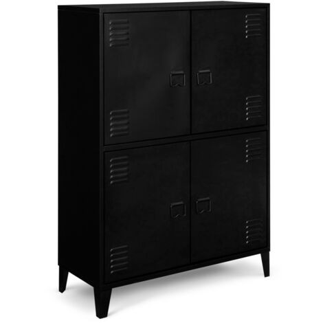 Schrank ESTER 4 Türen Metall schwarz Industriedesign