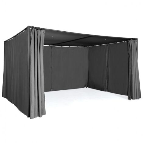 Pergola SAN JOSE 3x4 M Gartenlaube mit Vorhängen graues Tuch Partyzelt
