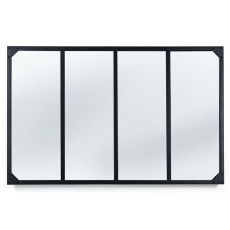 Spiegel Glastrennwand 4 Streifen Industriedesign 110x70 cm