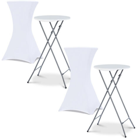 Set aus 2 klappbaren Stehtischen 105 CM und 2 weißen Bezügen