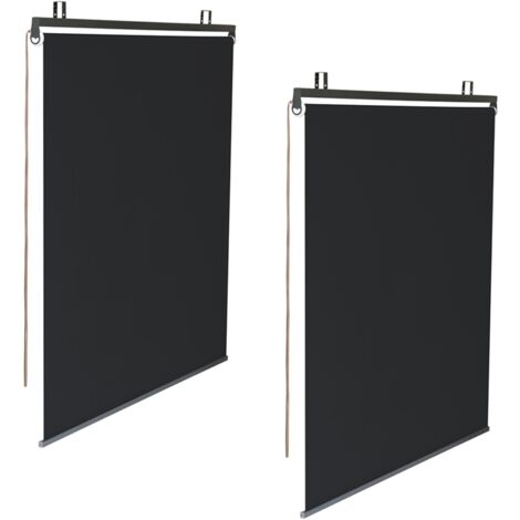 Satz von 2 Rollos B.124 x H. 225 CM für Pergola schwarz