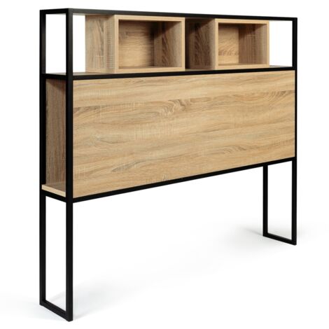 Kopfteil auf Fuß DETROIT 145 cm Holz und Metall schwarz Industriedesign