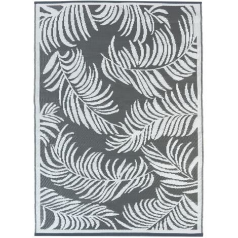 Outdoor-Teppich COCO tropisch grau und weiß 270 x 470 CM