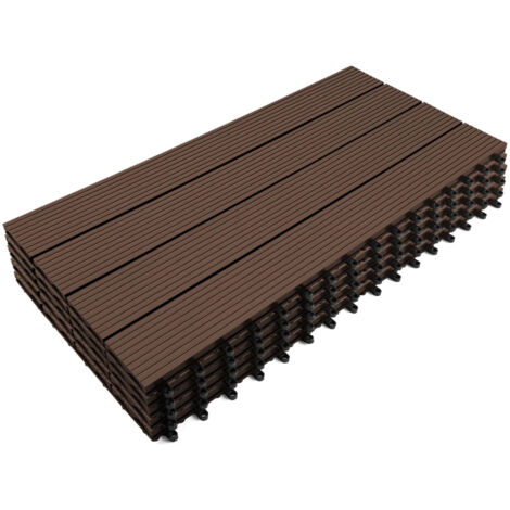 Set aus 5 rechteckigen Terrassenplatten WODHY mit Klicksystem aus Holz-Verbundstoff in Taupe