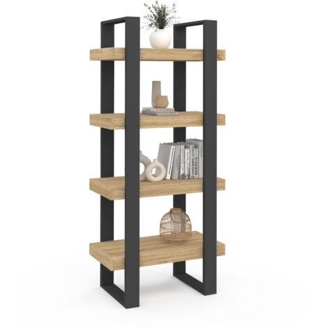 PHOENIX 4-Ebenen-Regal aus Holz und Schwarz