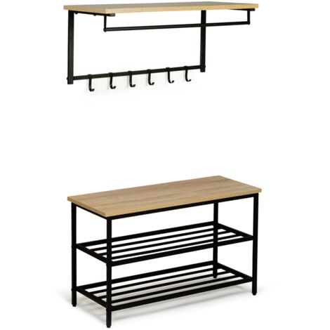 Set Eingangsbank + Wandregal DETROIT Industriedesign