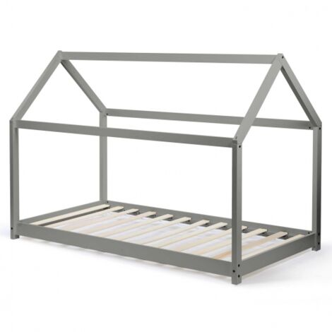 Hüttenbett für Kinder 90 x 190 CM NEEL grau mit Bettkasten