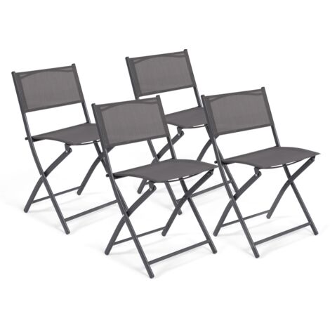 Satz von 4 klappbaren Gartenstühlen BASTIA Metall und Textilene anthrazitgrau