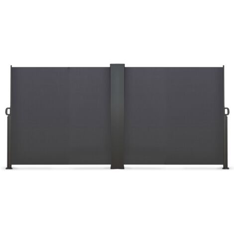 Paravent außen einziehbar doppelt 180 x 800 CM anthrazitgrau Seitenrollo