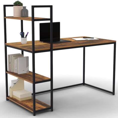HAWKINS Büchertisch mit dunkler Holzplatte Industriedesign