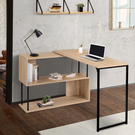 Eckschreibtisch drehbar 180° DETROIT Regal S-Form Industriedesign