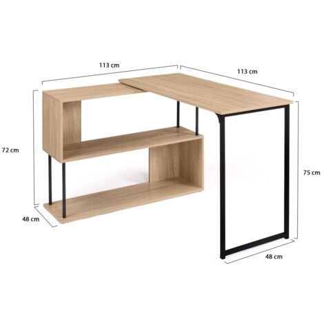 Eckschreibtisch drehbar 180° DETROIT Regal S-Form Industriedesign