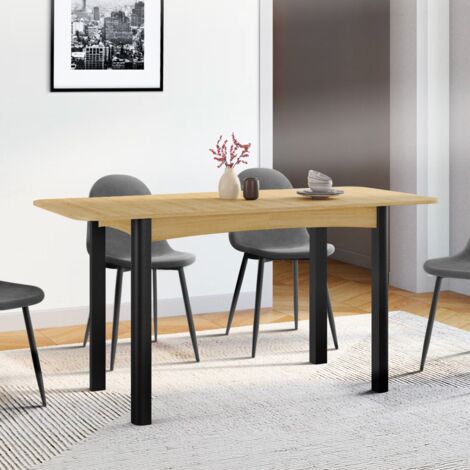 Ausziehbarer Esstisch Rechteck JUNE 4-8 Personen Holz und Schwarz 120-160 cm