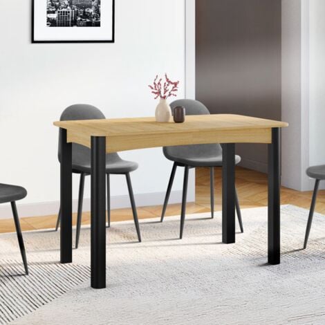 Ausziehbarer Esstisch Rechteck JUNE 4-8 Personen Holz und Schwarz 120-160 cm