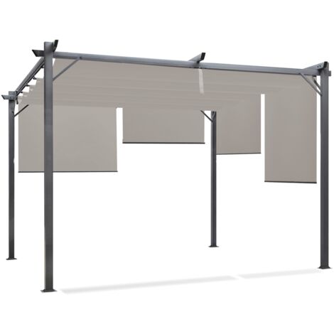 Pergola Sonderedition einziehbares Dach 3x4 M und 4 Jalousien Taupe