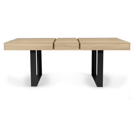 Ausziehbarer Esstisch Rechteck PHOENIX 4-8 Personen Holz und Schwarz 160-200 cm