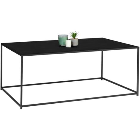 Rechteckiger Couchtisch DAVIS 113 cm aus mattschwarzem Metall Industriedesign