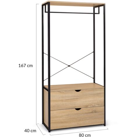 Ankleidezimmer Garderobe 2 Schubladen B. 80 cm DETROIT Industriedesign