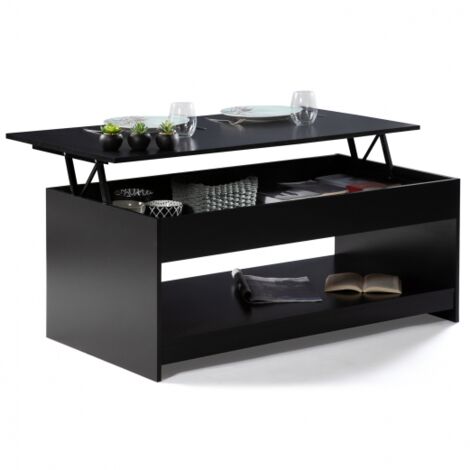 Rechteckiger Couchtisch mit hochklappbarer Platte SOA Holz schwarz