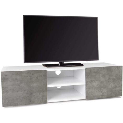 TV-Möbel 113 cm ELI weiß Türen in Betonoptik