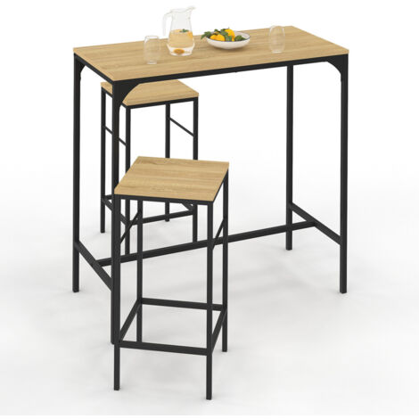 Set Bar-Hochtisch DETROIT 95 cm und 2 Hocker Industriedesign