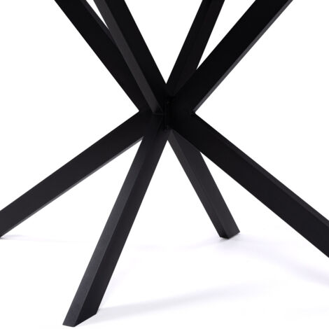 Table à manger plateau bois foncé rectangle 160 cm pied araignée noir 8