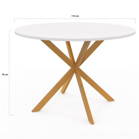 Runder Esstisch GISELE 6 Personen Spinnenbein Holzplatte weiß 110 cm