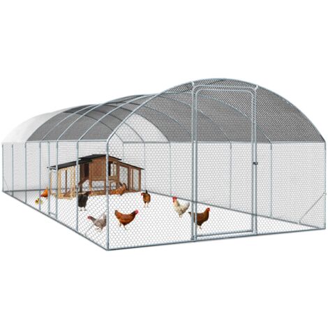 Hühnergehege Kuppel 22,5 m² Maschendrahtzaun 3x7,5 M mit Seitentür