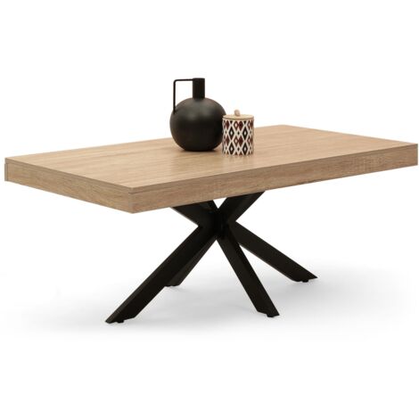 Rechteckiger Couchtisch ALIX 110 cm Spinnenfuß aus Holz und Schwarz