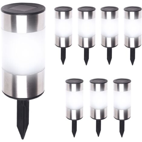 Set aus 8 Solarpollern Design Edelstahl 2 in 1