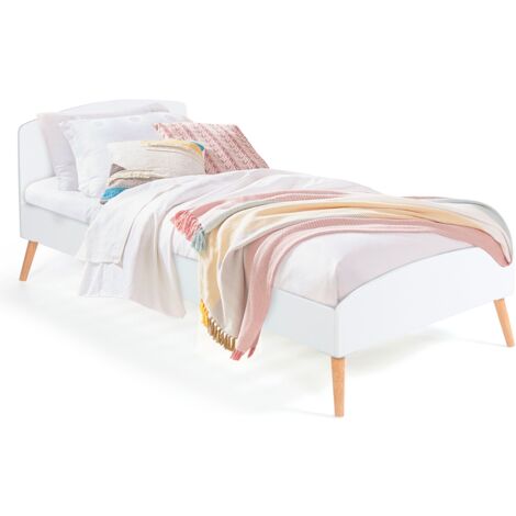 Skandinavisches Einzelbett 90 x 190 CM SOREN Holz und Weiß (1/5)
