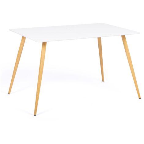 Skandinavischer rechteckiger Esstisch SARA 6 Personen weiß 120 cm
