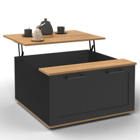 Couchtisch Klapptisch quadratisch VITO Holz und Schwarz
