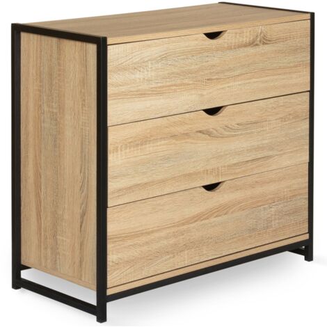 Kommode mit 3 Schubladen DETROIT 80 cm Industriedesign